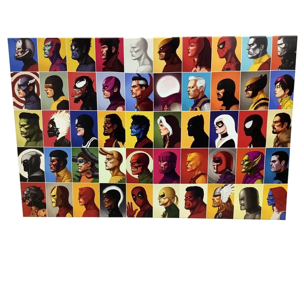 Marvel Universe Character Grid Canvas 24 x 16 Wall Art Superheroes Pop Art